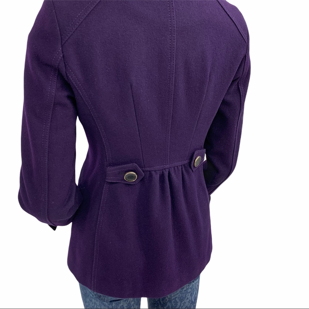 Wool Blend Purple Pea Coat- double breasted - Picture 5 of 14